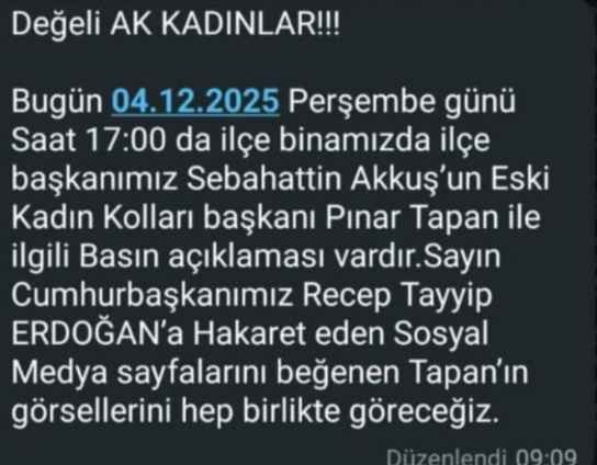 Ak Parti Aydın’da Sular Durulmuyor.. Kadın Kolları Başkanına Yönelik Mesaj Tepki Çekti (1)
