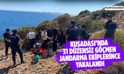 Kuşadası’nda 31 düzensiz göçmen jandarma ekiplerince yakalandı