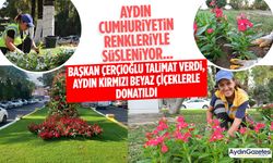 Aydın Cumhuriyetin renkleriyle süsleniyor.. Başkan Çerçioğlu talimat verdi, Aydın kırmızı beyaz çiçeklerle donatıldı