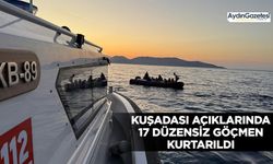 Kuşadası açıklarında 17 düzensiz göçmen kurtarıldı