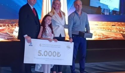 Buldanlı minik Berin su tasarrufu projesiyle özel ödülün sahibi oldu