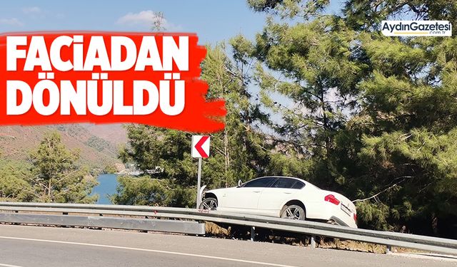 Sürücü denize uçmaktan son anda kurtuldu