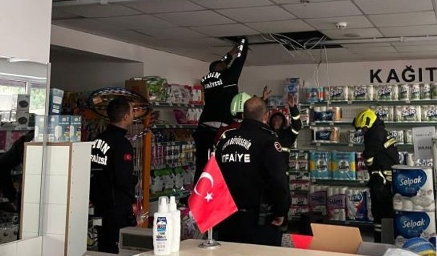 Markette çıkan yangın panikletti